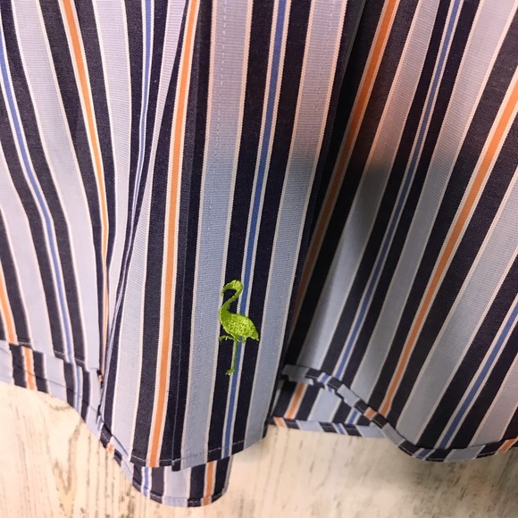 Tailorbyrd orange blue navy stripe button down L - Picture 3 of 4